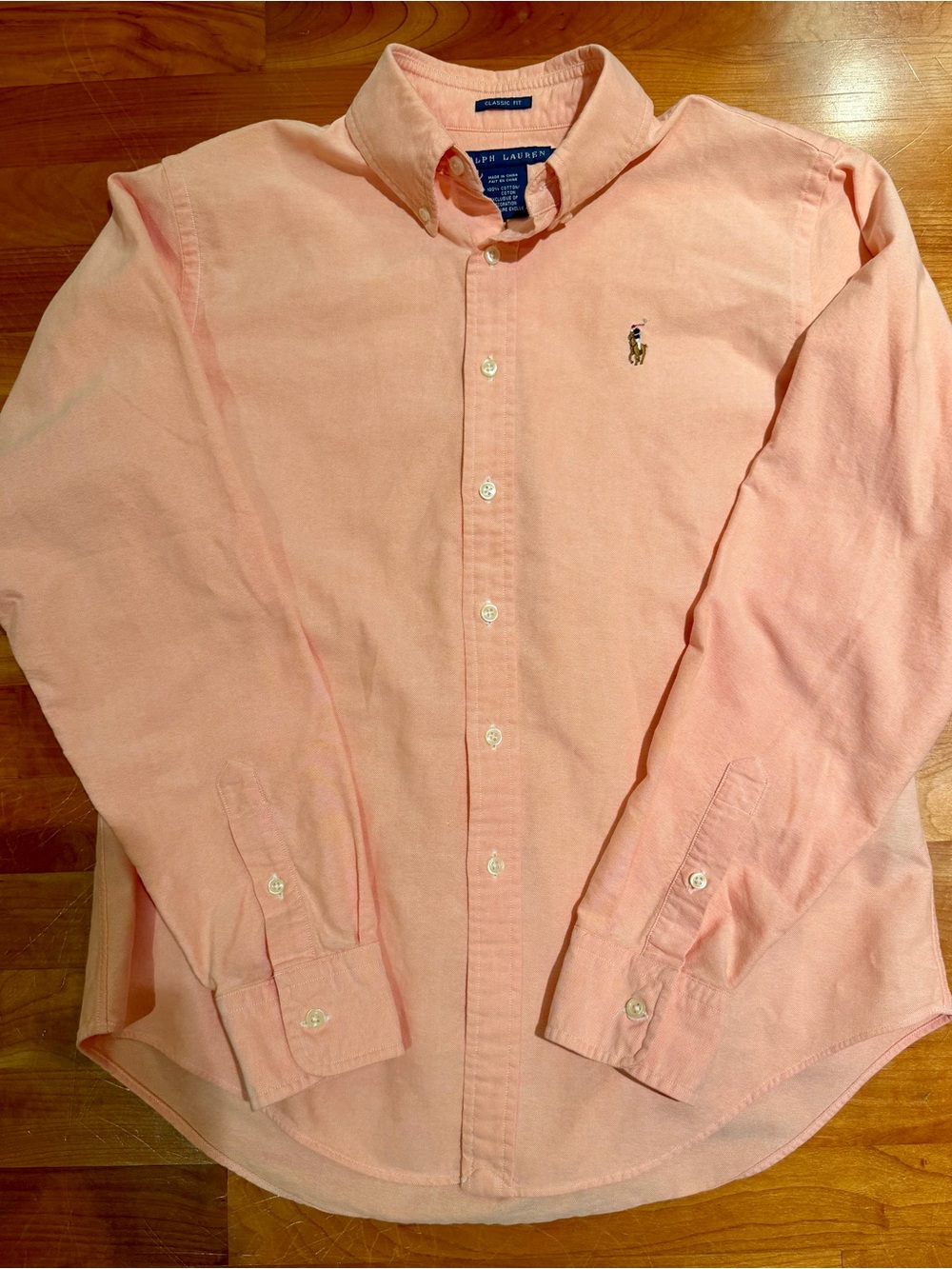 Polo Ralph Lauren Relaxed Fit Cotton Oxford Shirt Peach Tree Women's 10 Preppy